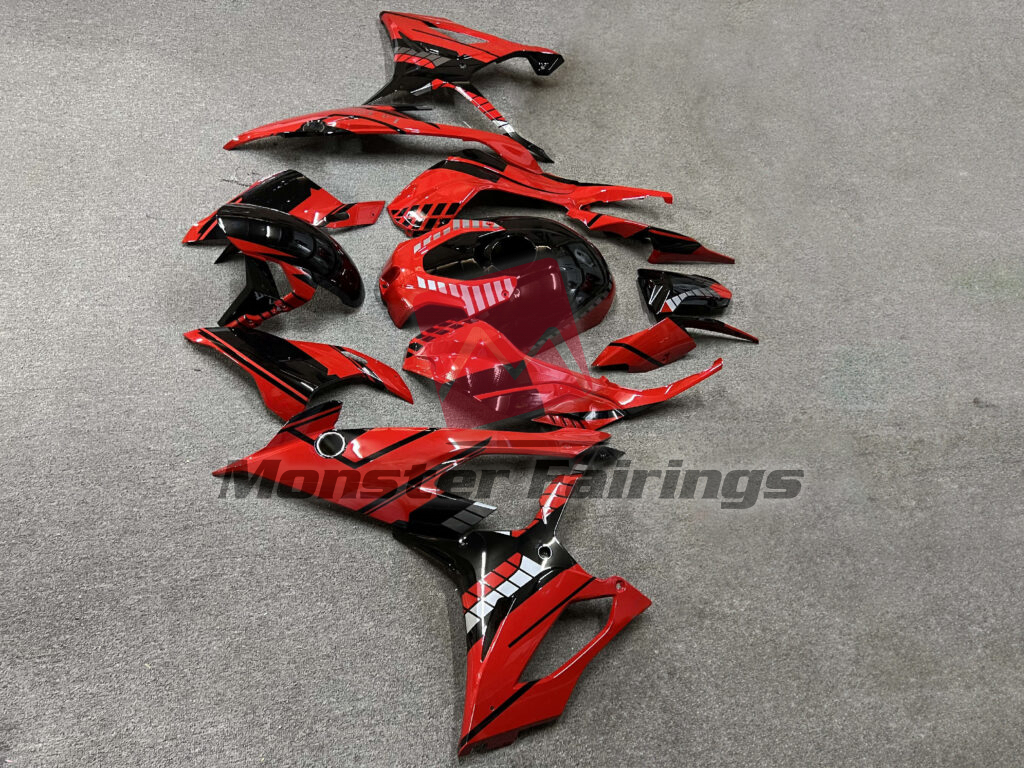 2019 - 2022 BMW S1000RR Gloss Red & Black Gray fairing set - ABS injection, custom painted by Monster Fairings