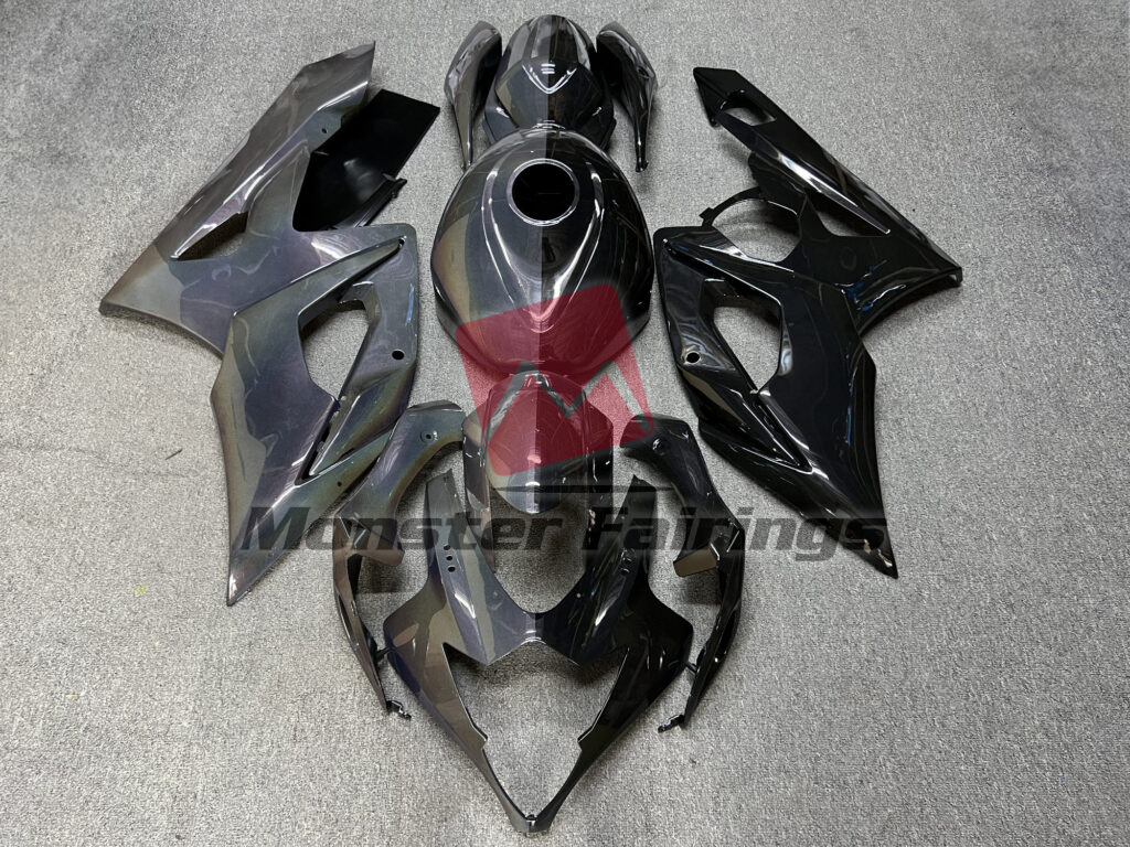 Suzuki GSXR 1000 2005 - 2006 Gloss Rainbow Black & Silver Split ABS fairings - custom motorcycle bodywork kit by Monster Fairings