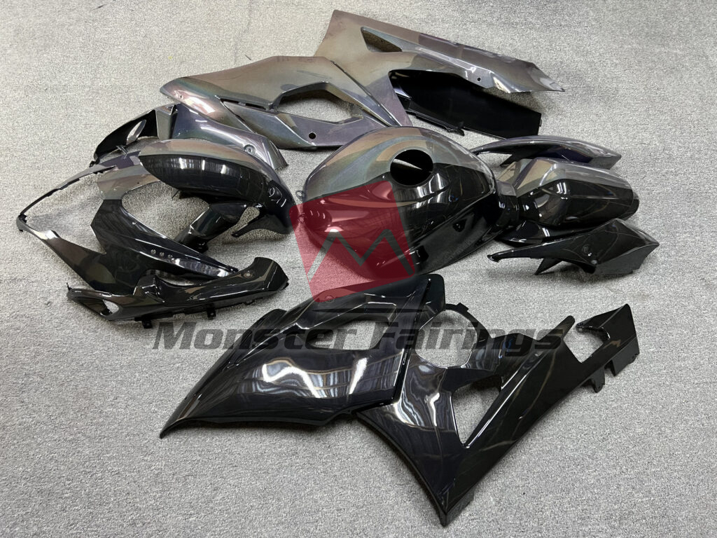 2005 - 2006 Suzuki GSXR 1000 Gloss Rainbow Black & Silver Split fairing set - ABS injection, custom painted by Monster Fairings
