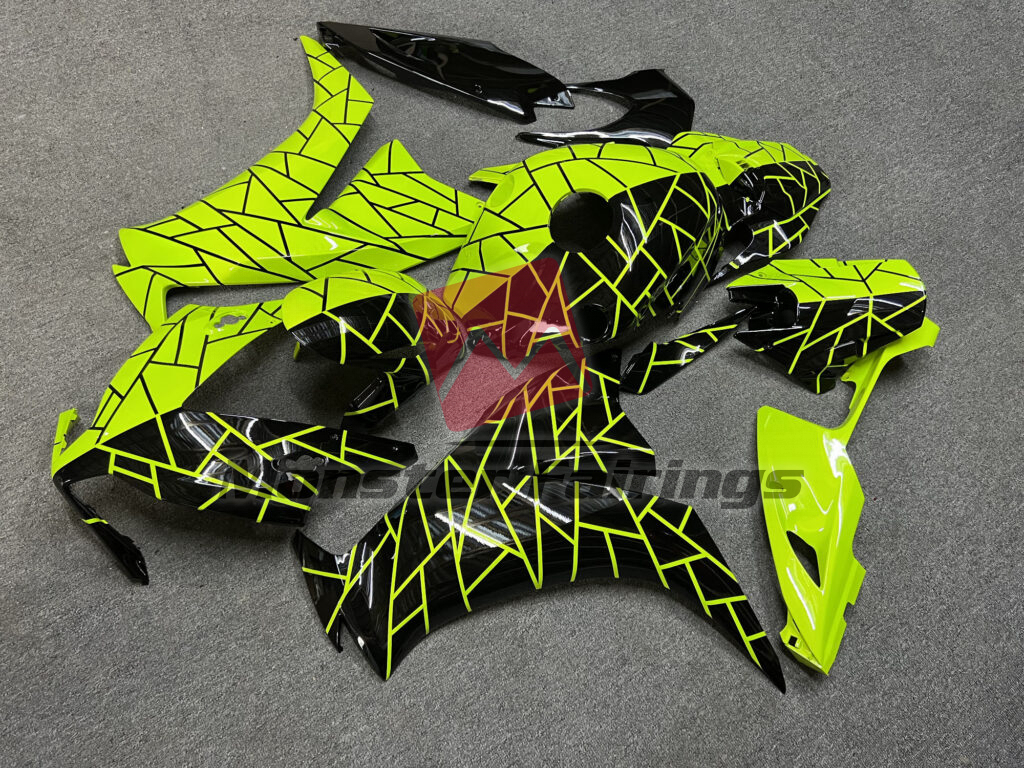 Honda CBR1000RR custom ABS fairings 2012 - 2016 in Gloss Black & High Viz Yellow Split - durable replacement kit, Monster Fairings