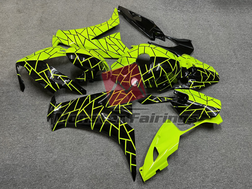 2012 - 2016 Honda CBR1000RR Gloss Black & High Viz Yellow Split fairing set - ABS injection, custom painted by Monster Fairings