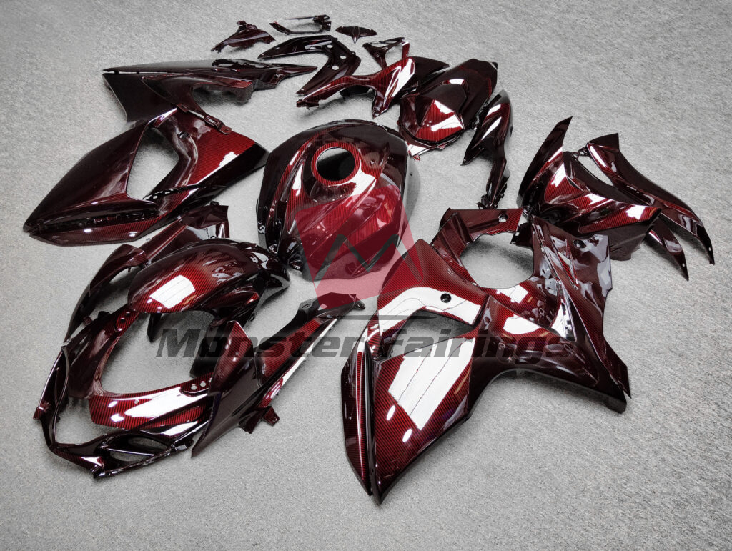 Gloss Red Carbon Fiber Style ABS fairings for Suzuki GSXR 1000 2009 - 2016 - premium OEM fit kit by Monster Fairings