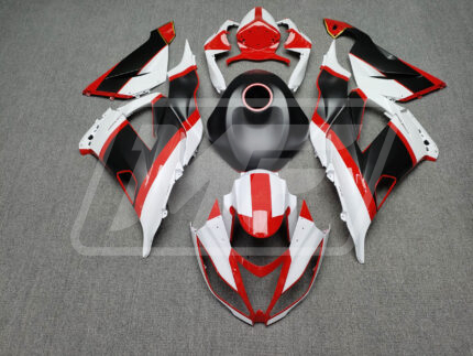 Kawasaki ZX6R 2013-2018 Matte White & Gray Gloss Red Gold ABS Fairings | Monster Fairings