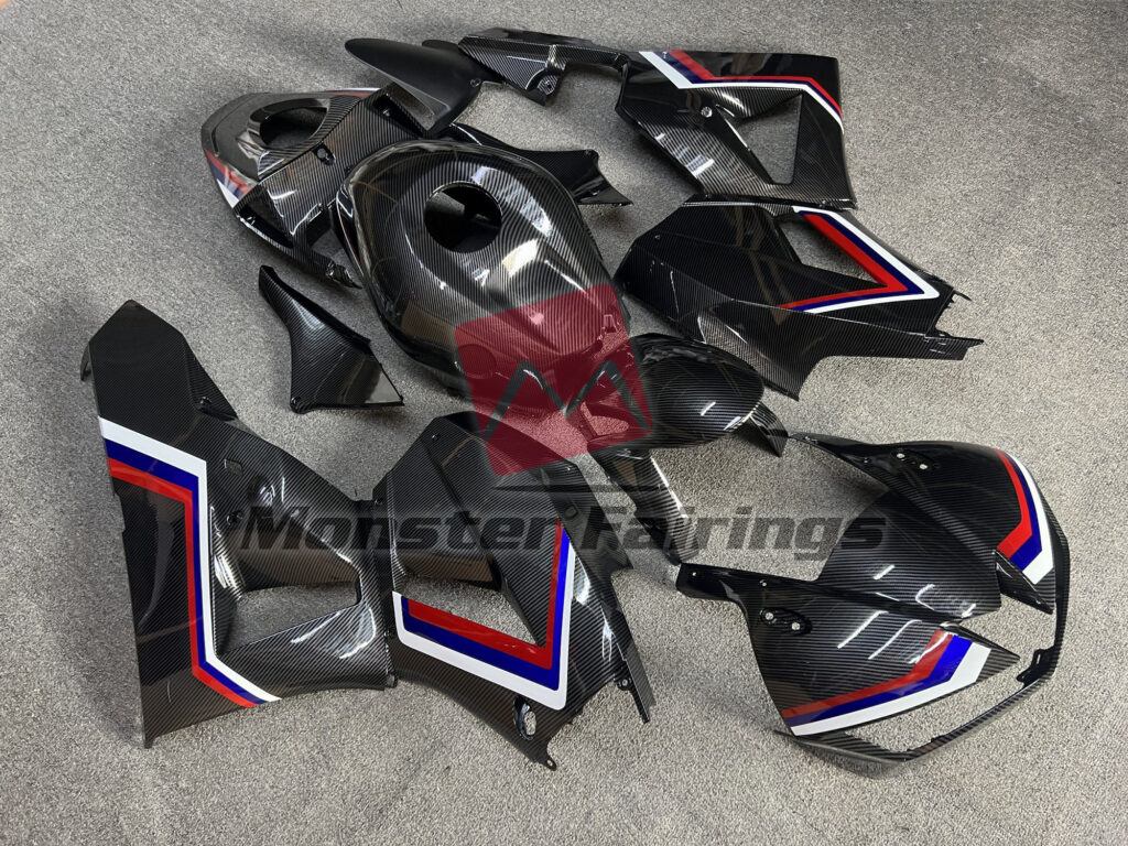 Gloss Carbon Fiber Blue White & Red ABS fairings for Honda CBR600RR 2013 - 2025 - premium OEM fit kit by Monster Fairings
