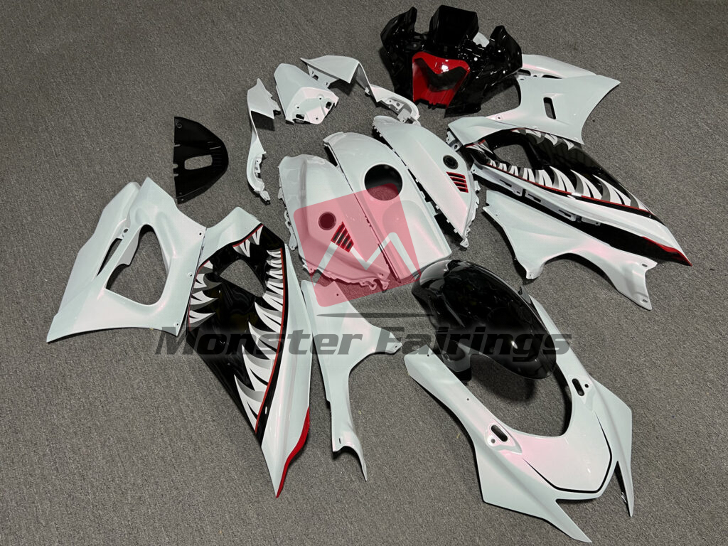 Pearl White & Gloss Black Red ABS fairings for Yamaha R7 2021 - 2025 - premium OEM fit kit by Monster Fairings