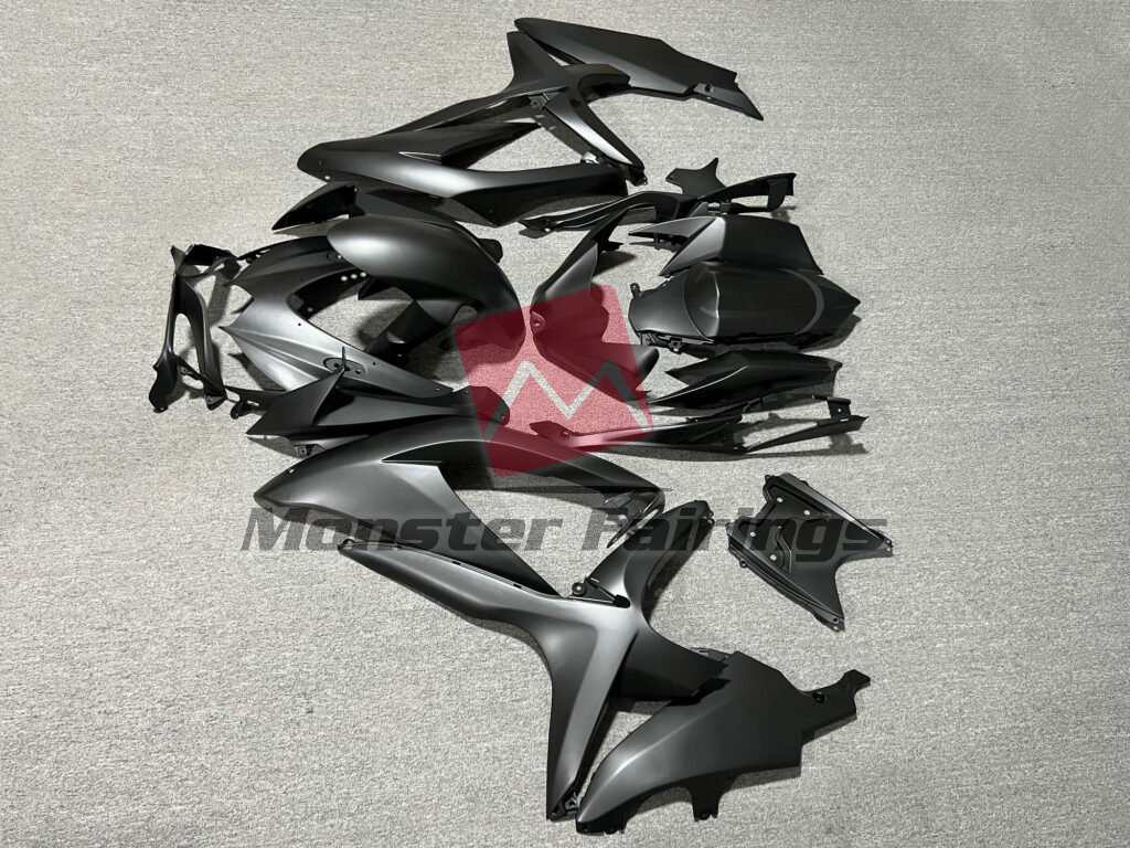 2008 - 2010 Suzuki GSXR 600 - 750 Matte Black fairing set - ABS injection, custom painted by Monster Fairings