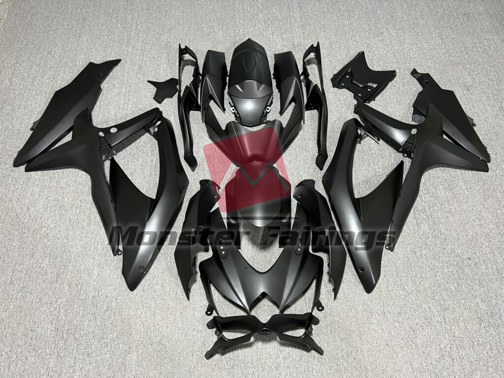 Suzuki GSXR 600 - 750 2008 - 2010 Matte Black ABS fairings - custom motorcycle bodywork kit by Monster Fairings