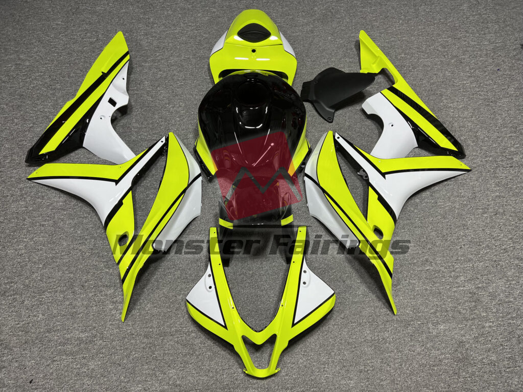 Honda CBR600RR 2007 - 2008 Gloss White & Lime Green Black ABS fairings - custom motorcycle bodywork kit by Monster Fairings