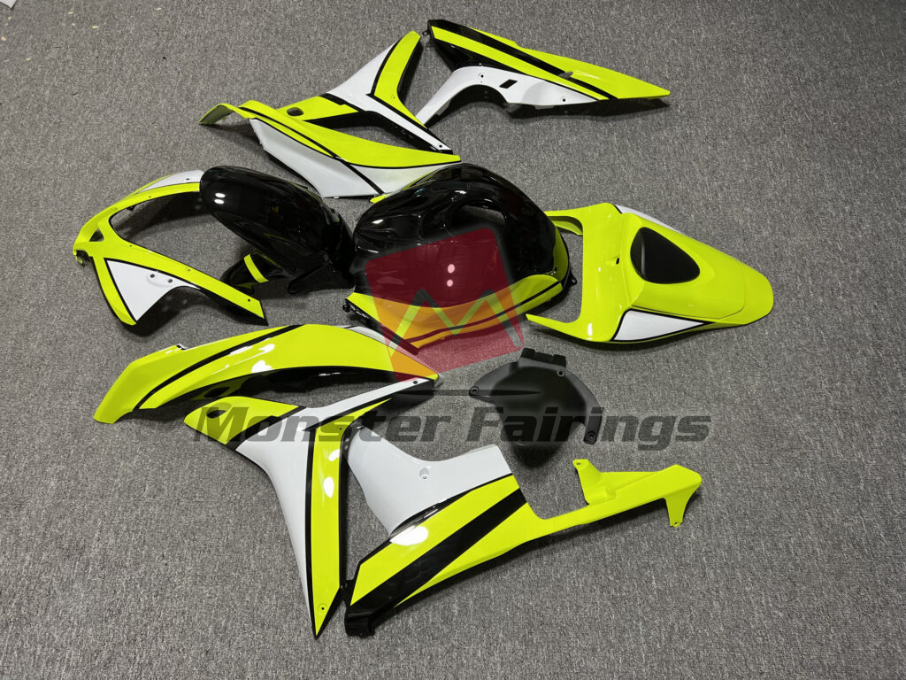 Honda CBR600RR custom ABS fairings 2007 - 2008 in Gloss White & Lime Green Black - durable replacement kit, Monster Fairings