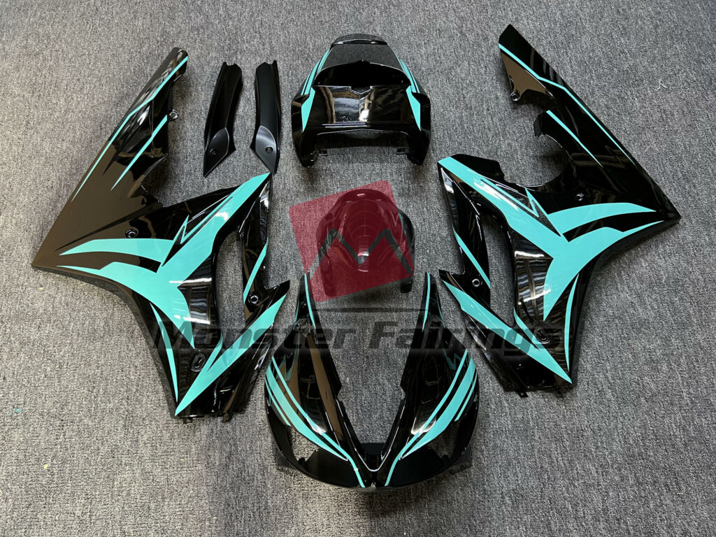 Triumph Daytona 675 2009 - 2012 Gloss Black Teal ABS fairings - custom motorcycle bodywork kit by Monster Fairings