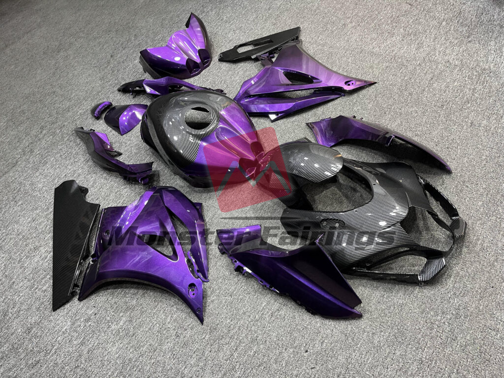 Suzuki GSXR 1000 custom ABS fairings 2017 - 2025 in Gloss Deep Purple Carbon Fiber Style - durable replacement kit, Monster Fairings
