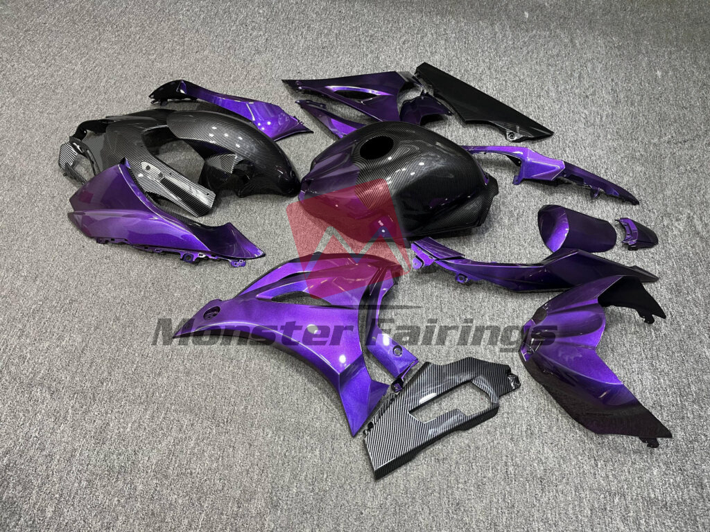 2017 - 2025 Suzuki GSXR 1000 Gloss Deep Purple Carbon Fiber Style fairing set - ABS injection, custom painted by Monster Fairings