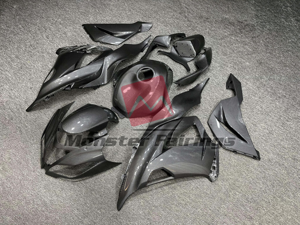 Kawasaki ZX6R custom ABS fairings 2013 - 2018 in Gloss Carbon Fiber Style - durable replacement kit, Monster Fairings