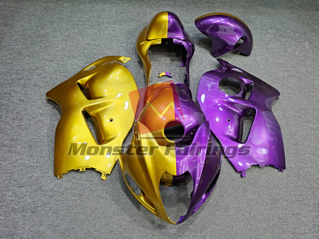 Suzuki GSXR 1300 1997 - 2007 Gloss Purple & Gold Split ABS fairings - custom motorcycle bodywork kit by Monster Fairings