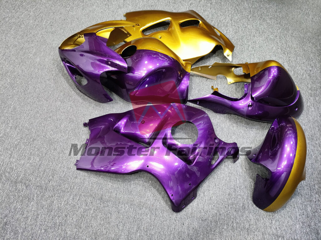 1997 - 2007 Suzuki GSXR 1300 Gloss Purple & Gold Split fairing set - ABS injection, custom painted by Monster Fairings