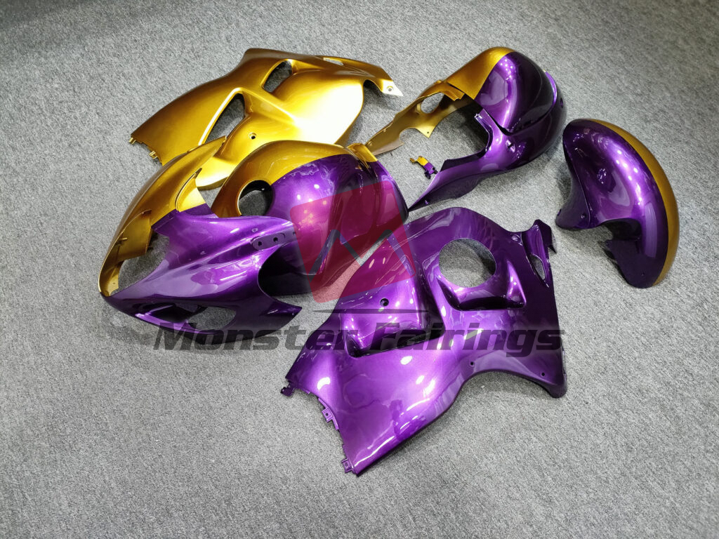 Suzuki GSXR 1300 custom ABS fairings 1997 - 2007 in Gloss Purple & Gold Split - durable replacement kit, Monster Fairings