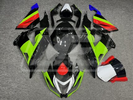 Kawasaki ZX6R 2013-2018 Gloss Black & Green Red ABS Fairings | Monster Fairings