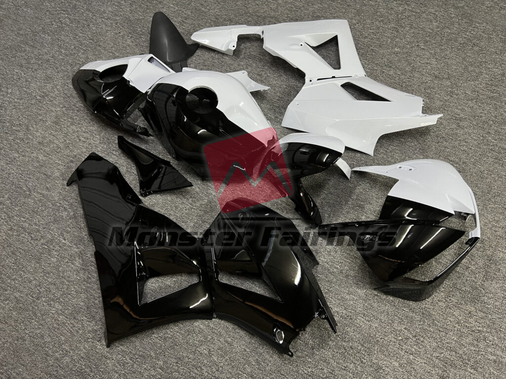 Honda CBR600RR custom ABS fairings 2013 - 2025 in Gloss Black & White Split - durable replacement kit, Monster Fairings