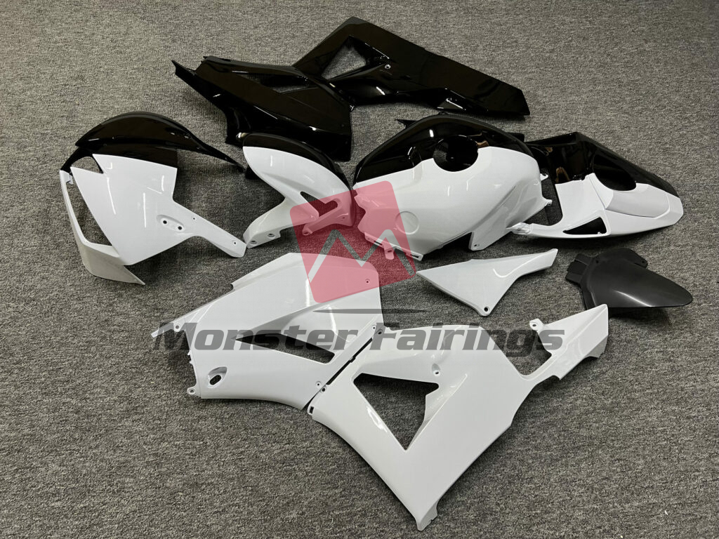 2013 - 2025 Honda CBR600RR Gloss Black & White Split fairing set - ABS injection, custom painted by Monster Fairings