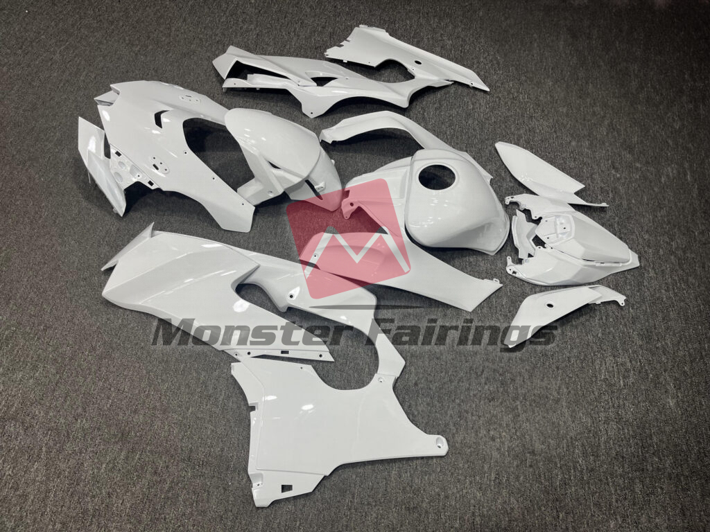 2021 - 2025 Kawasaki ZX10R Gloss White fairing set - ABS injection, custom painted by Monster Fairings