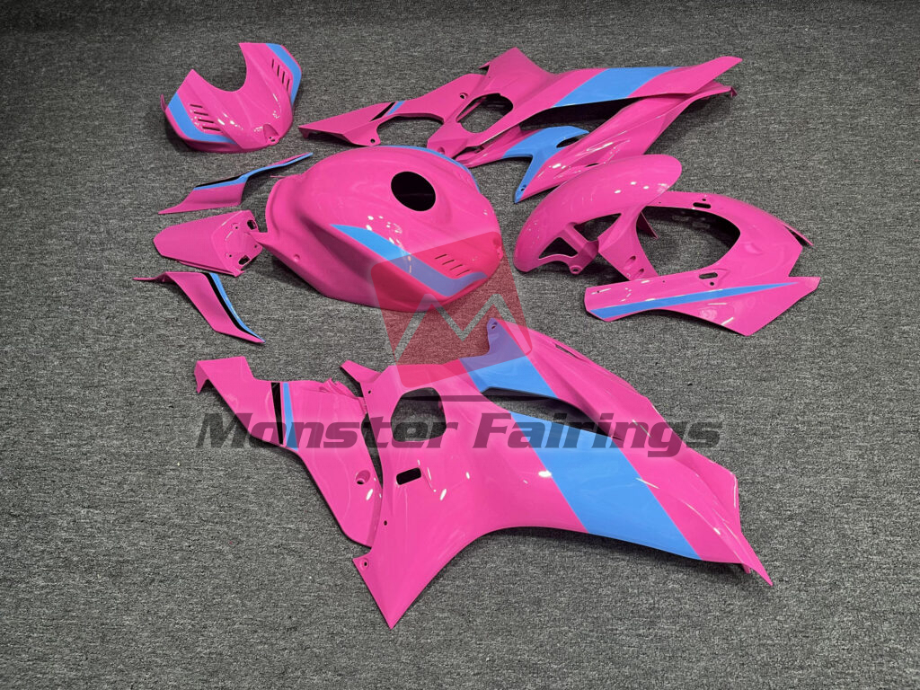 2017 - 2022 Yamaha R6 Gloss Pink & Baby Blue fairing set - ABS injection, custom painted by Monster Fairings