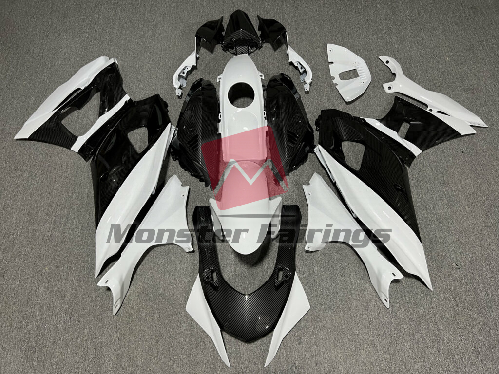 Yamaha R7 2021 - 2025 Gloss White Carbon Fiber Style ABS fairings - custom motorcycle bodywork kit by Monster Fairings