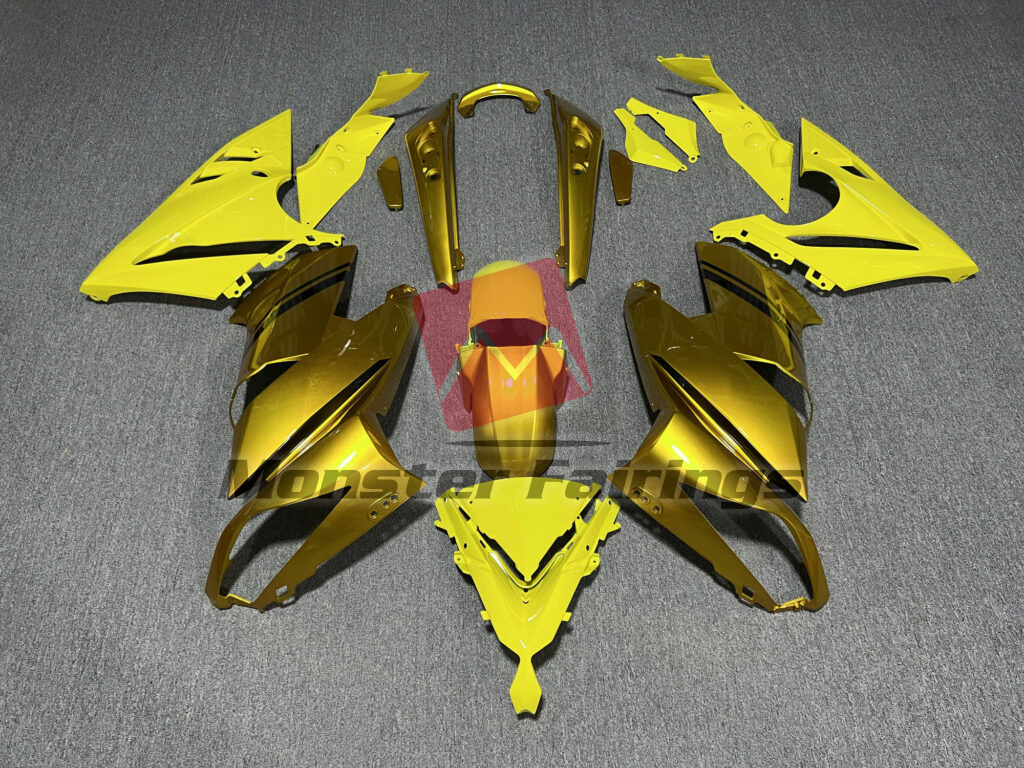 Kawasaki Ninja 650R 2009 - 2011 Gloss Yellow & Gold ABS fairings - custom motorcycle bodywork kit by Monster Fairings