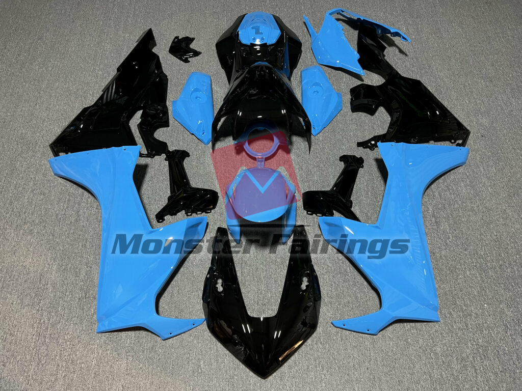 Honda CBR1000RR 2017 - 2025 Gloss Light Blue & Black ABS fairings - custom motorcycle bodywork kit by Monster Fairings