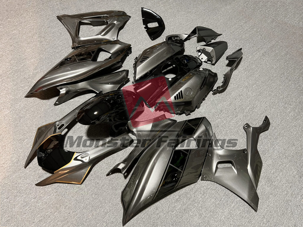 Yamaha R7 custom ABS fairings 2021 - 2025 in Gloss Gray & Black - durable replacement kit, Monster Fairings