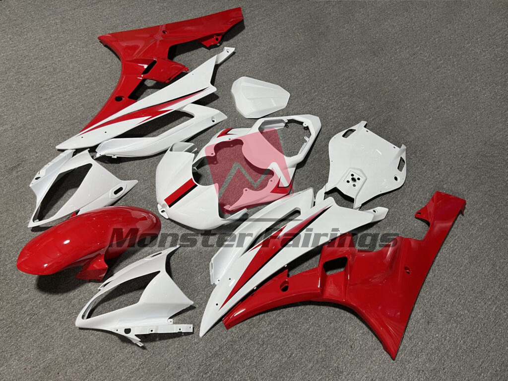 Gloss White & Red ABS fairings for Yamaha R6 2006 - 2007 - premium OEM fit kit by Monster Fairings