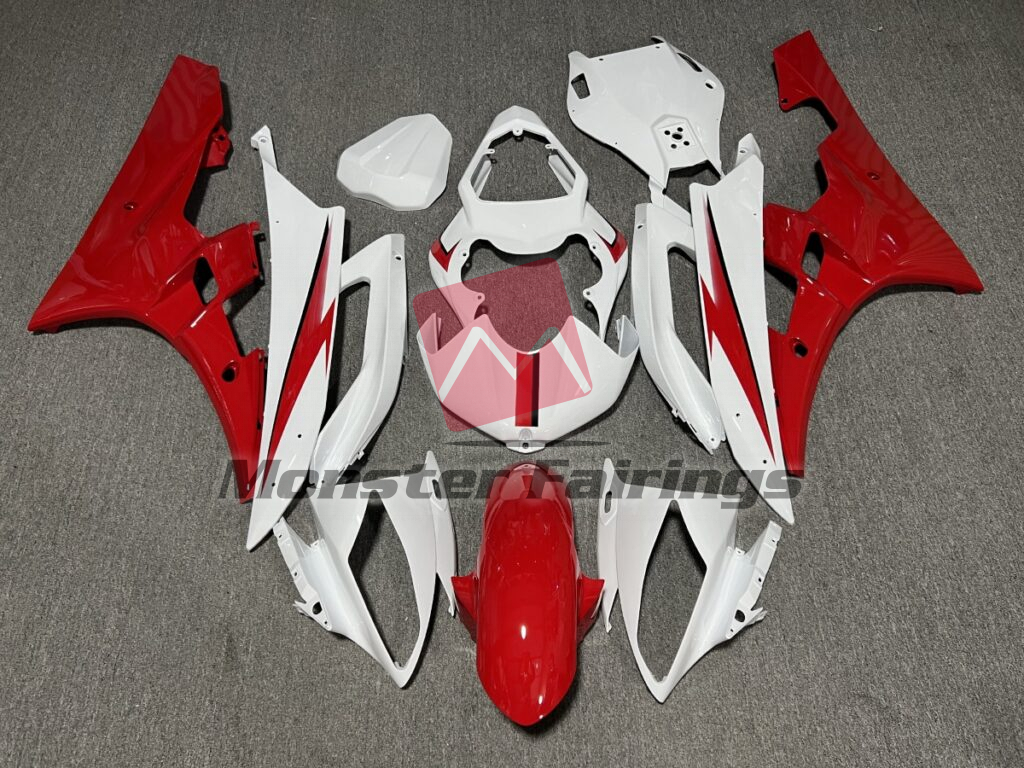 Yamaha R6 2006 - 2007 Gloss White & Red ABS fairings - custom motorcycle bodywork kit by Monster Fairings
