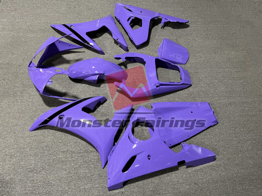 2003 - 2004 Yamaha R6 Gloss Light Purple Black fairing set - ABS injection, custom painted by Monster Fairings