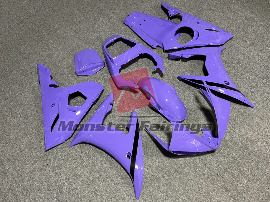 Yamaha R6 custom ABS fairings 2003 - 2004 in Gloss Light Purple Black - durable replacement kit, Monster Fairings