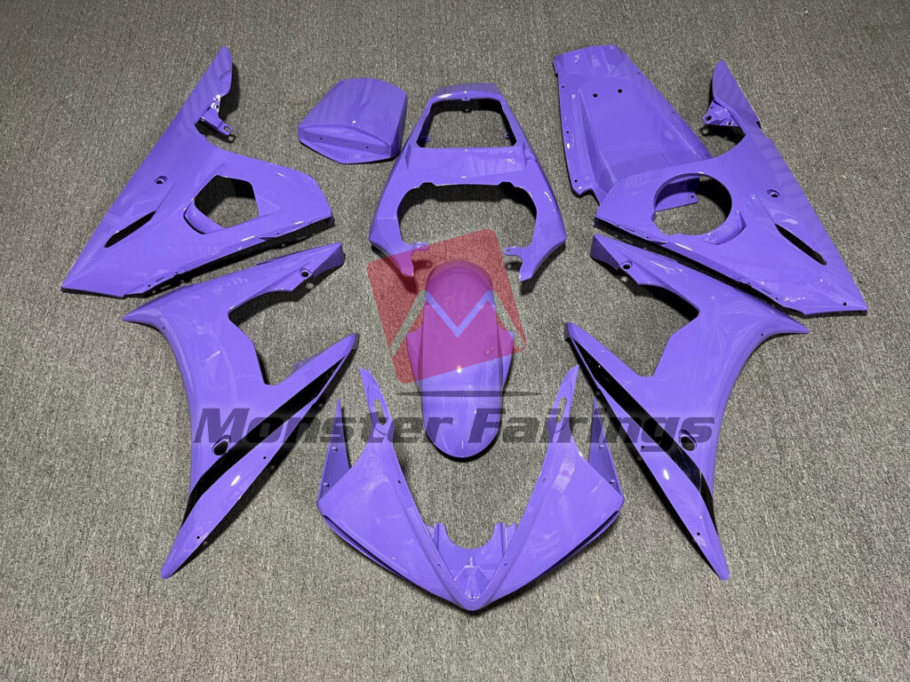 Yamaha R6 2003 - 2004 Gloss Light Purple Black ABS fairings - custom motorcycle bodywork kit by Monster Fairings