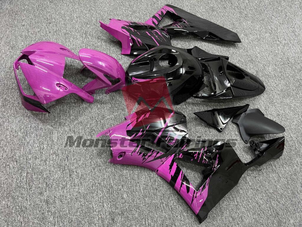 2013 - 2025 Honda CBR600RR Gloss Black & Pink Splash fairing set - ABS injection, custom painted by Monster Fairings