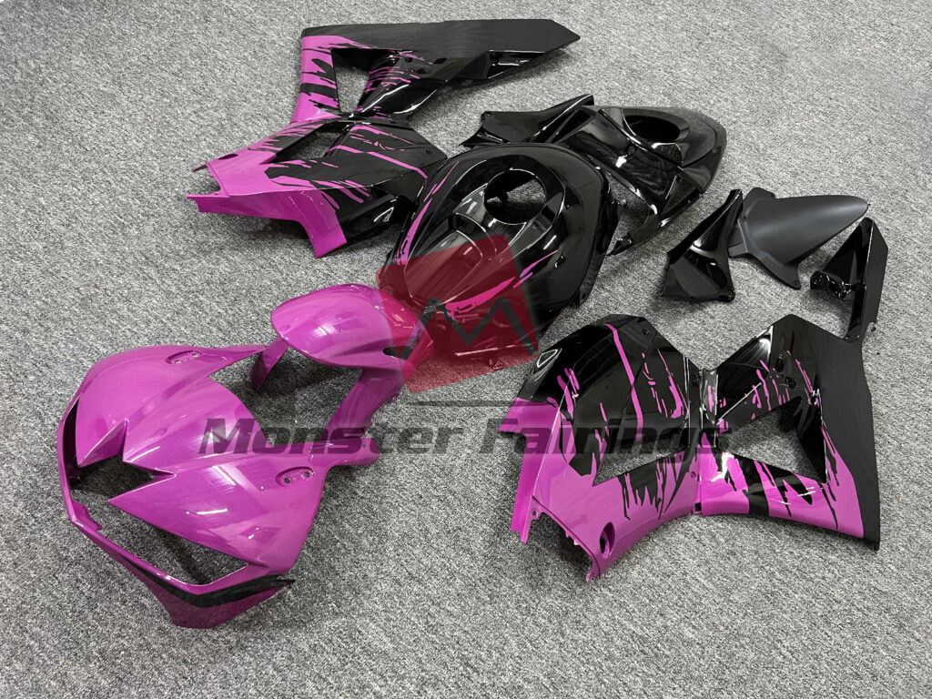 Honda CBR600RR custom ABS fairings 2013 - 2025 in Gloss Black & Pink Splash - durable replacement kit, Monster Fairings