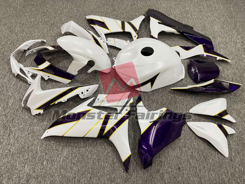 2011 - 2025 Suzuki GSXR 600 - 750 Pearl White Gloss Purple & Gold fairing set - ABS injection, custom painted by Monster Fairings