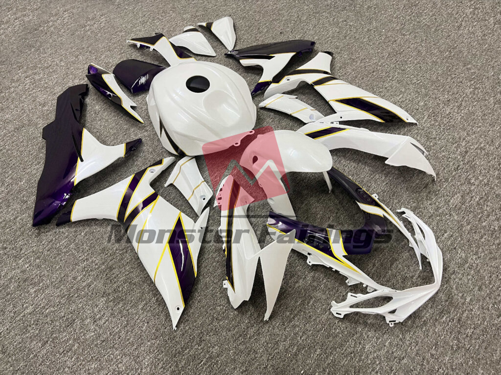 Pearl White Gloss Purple & Gold ABS fairings for Suzuki GSXR 600 - 750 2011 - 2025 - premium OEM fit kit by Monster Fairings