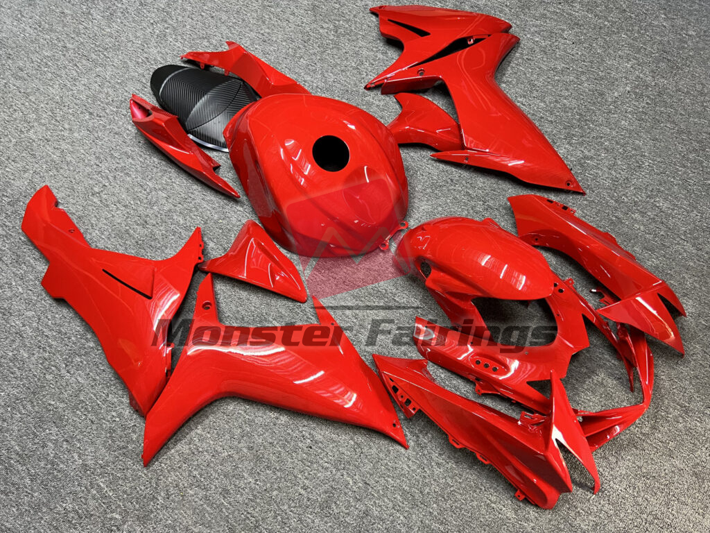 2011 - 2025 Suzuki GSXR 600 - 750 Gloss Red fairing set - ABS injection, custom painted by Monster Fairings