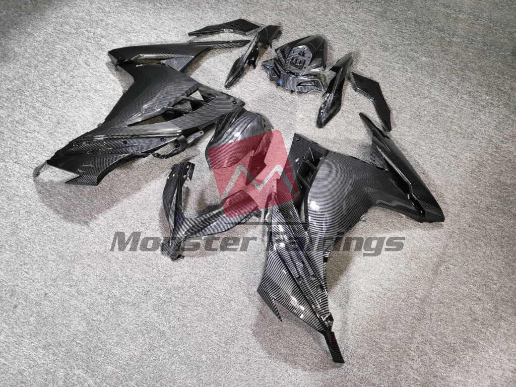 Gloss Carbon Fiber Style ABS fairings for Kawasaki Ninja 300 2013 - 2022 - premium OEM fit kit by Monster Fairings
