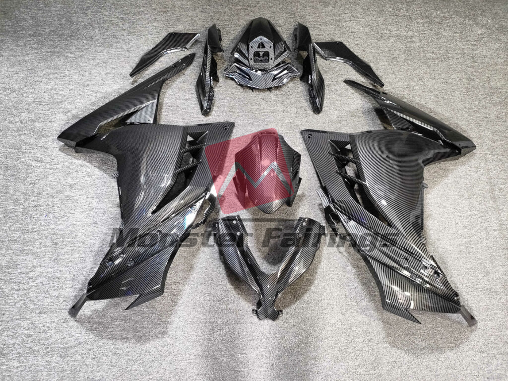 Kawasaki Ninja 300 2013 - 2022 Gloss Carbon Fiber Style ABS fairings - custom motorcycle bodywork kit by Monster Fairings