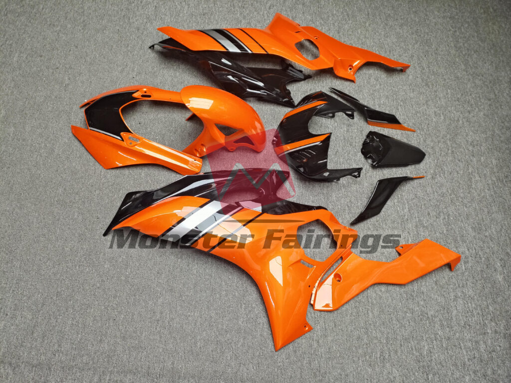 2017 - 2022 Yamaha R6 Gloss Orange & Black fairing set - ABS injection, custom painted by Monster Fairings