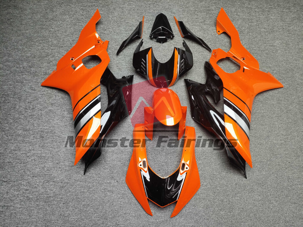 Yamaha R6 2017 - 2022 Gloss Orange & Black ABS fairings - custom motorcycle bodywork kit by Monster Fairings