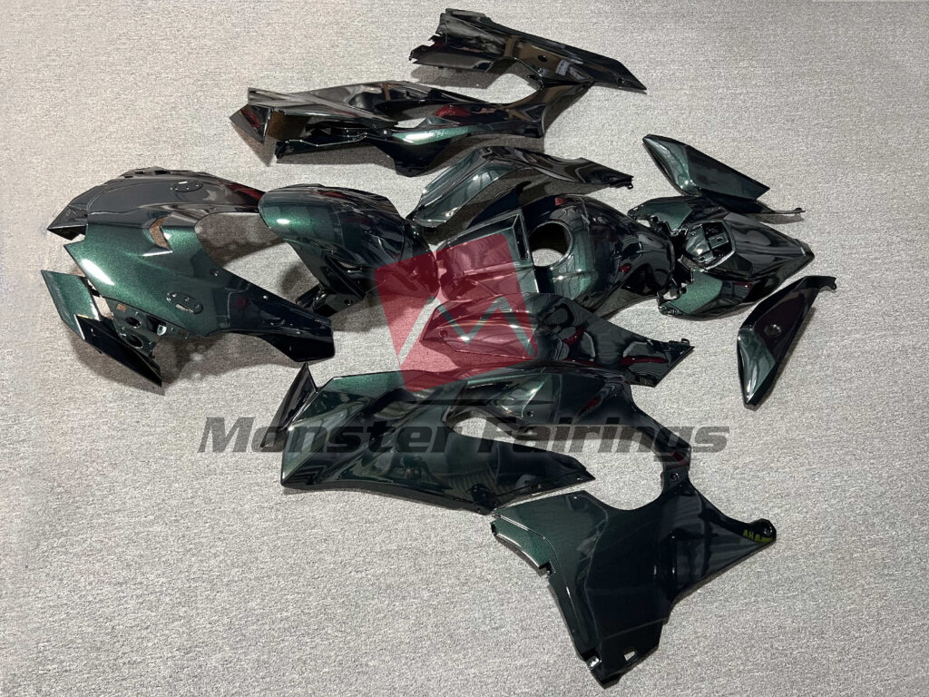 2021 - 2025 Kawasaki ZX10R Gloss Dark Metallic Green fairing set - ABS injection, custom painted by Monster Fairings
