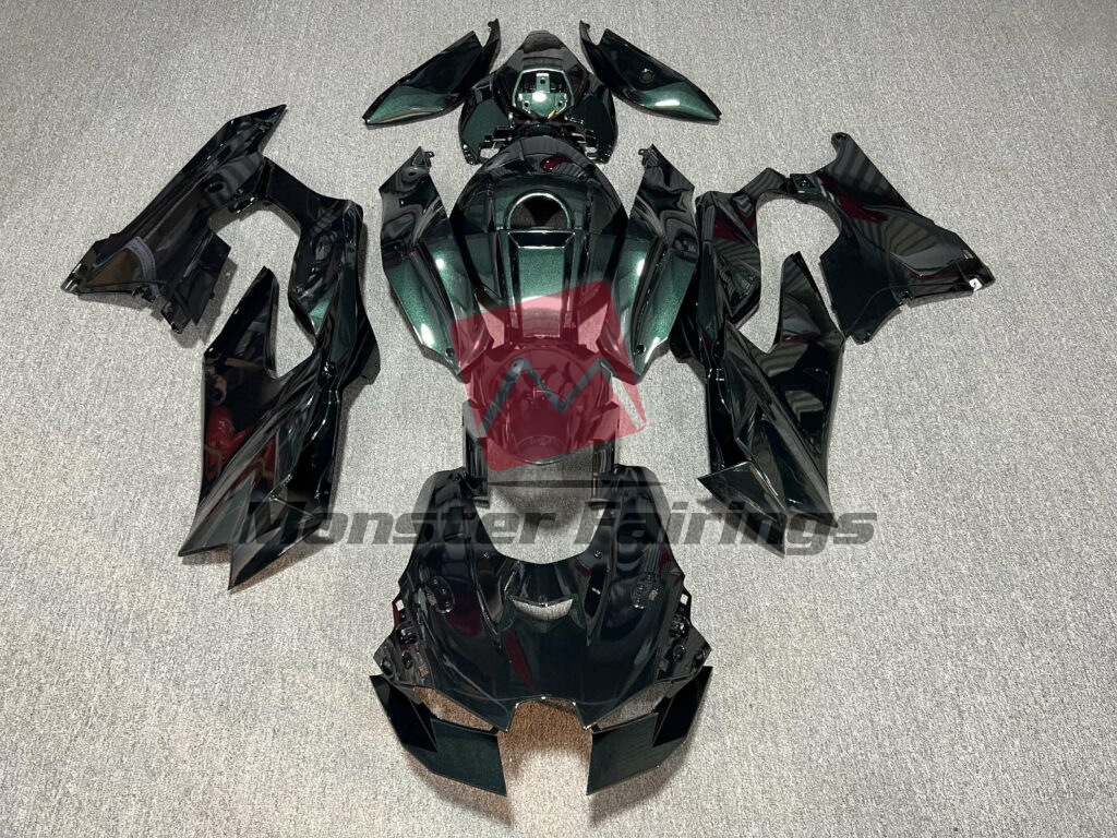 Kawasaki ZX10R 2021 - 2025 Gloss Dark Metallic Green ABS fairings - custom motorcycle bodywork kit by Monster Fairings