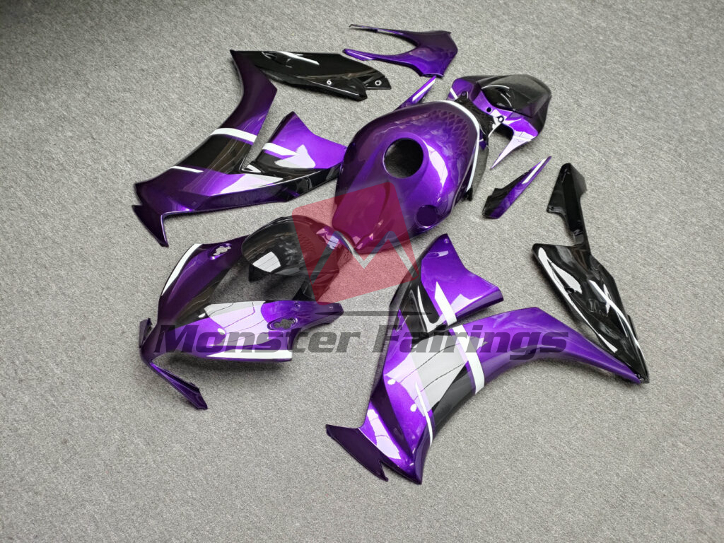 2012 - 2016 Honda CBR1000RR Gloss Purple & Black White fairing set - ABS injection, custom painted by Monster Fairings
