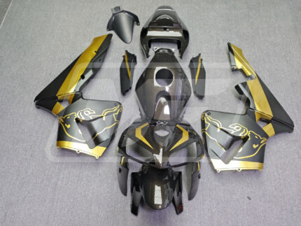 Honda CBR600RR 2005-2006 Gloss Carbon Fiber Style Gold & Matte Black Bull ABS Fairings | Monster Fairings