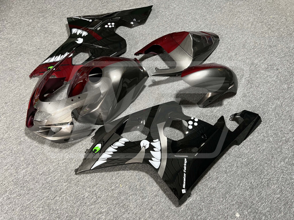 Gloss Red & Gray Black Shark Split ABS fairings for Suzuki GSXR 600 - 750 2004 - 2005 - premium OEM fit kit by Monster Fairings