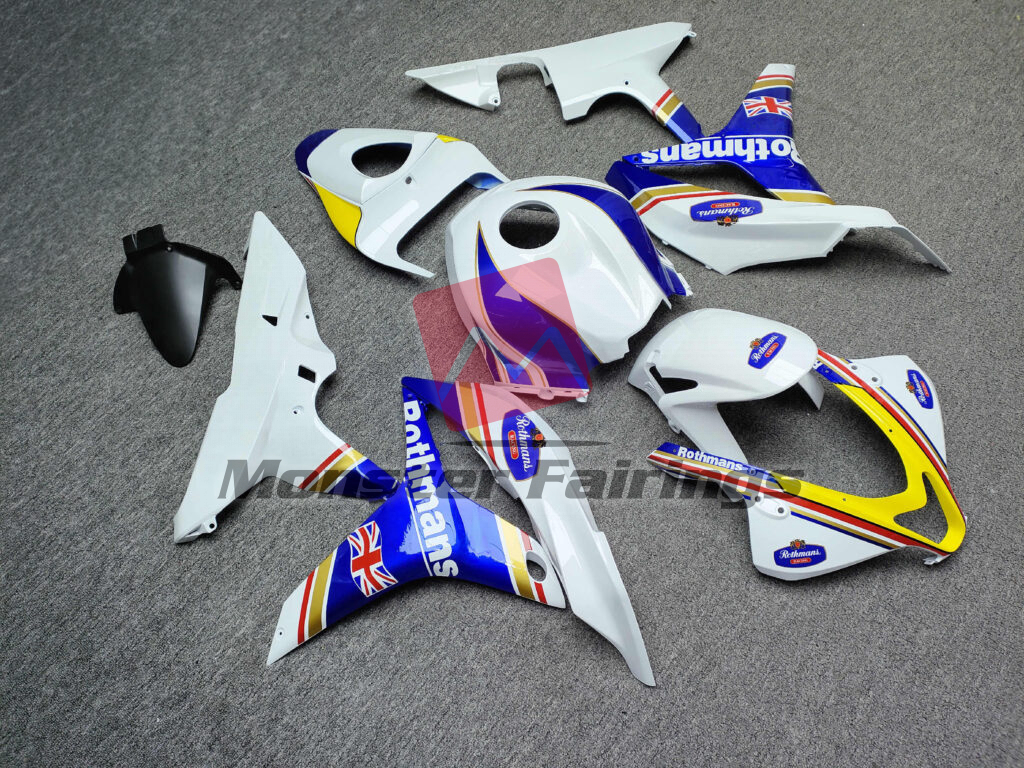 Honda CBR600RR custom ABS fairings 2007 - 2008 in Gloss White & Blue Rothmans - durable replacement kit, Monster Fairings