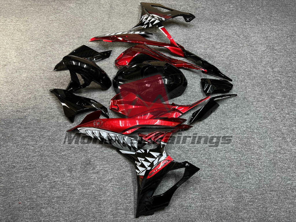 2019 - 2022 BMW S1000RR Gloss Red & Black Shark fairing set - ABS injection, custom painted by Monster Fairings